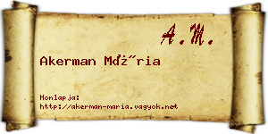 Akerman Mária névjegykártya